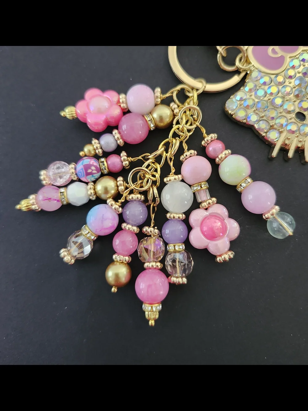 Hello Kitty Purse Charm or Keychain Jade Quartz Jasper Handcrafted
